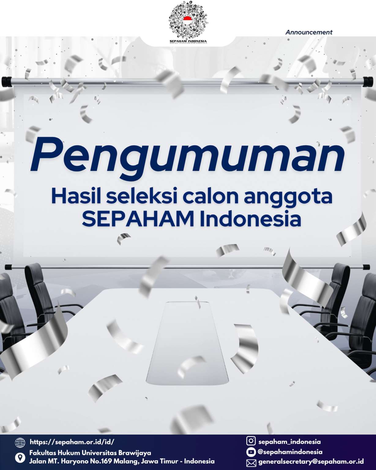 HASIL SELEKSI ANGGOTA SEPAHAM INDONESIA